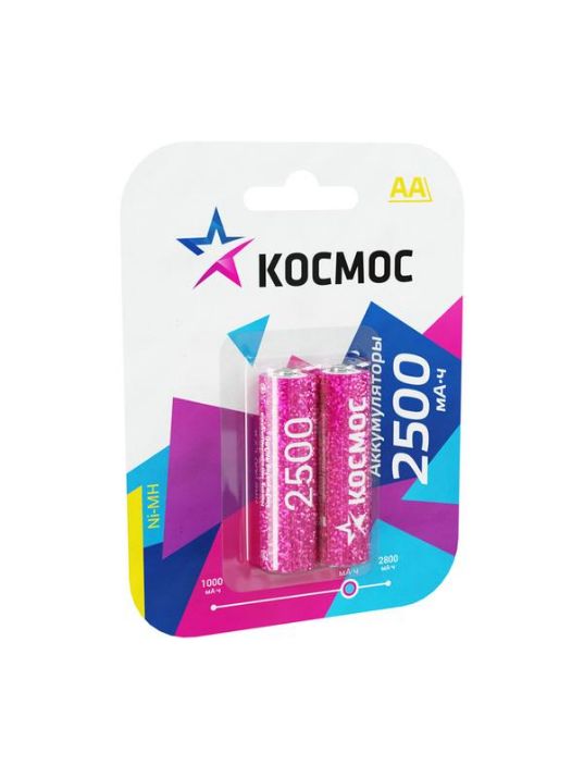 Изображение Аккумулятор AA/R6 NI-MN 2500мА.ч BP-2 (блист.2шт) Космос KOCR6NIMH2500MAH2BL