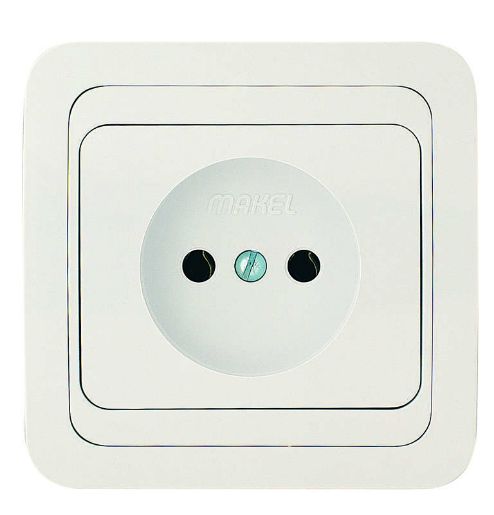 Изображение Розетка 1-м СП Mimoza 16А IP20 без заземл. керамика бел./бел. Makel 12002