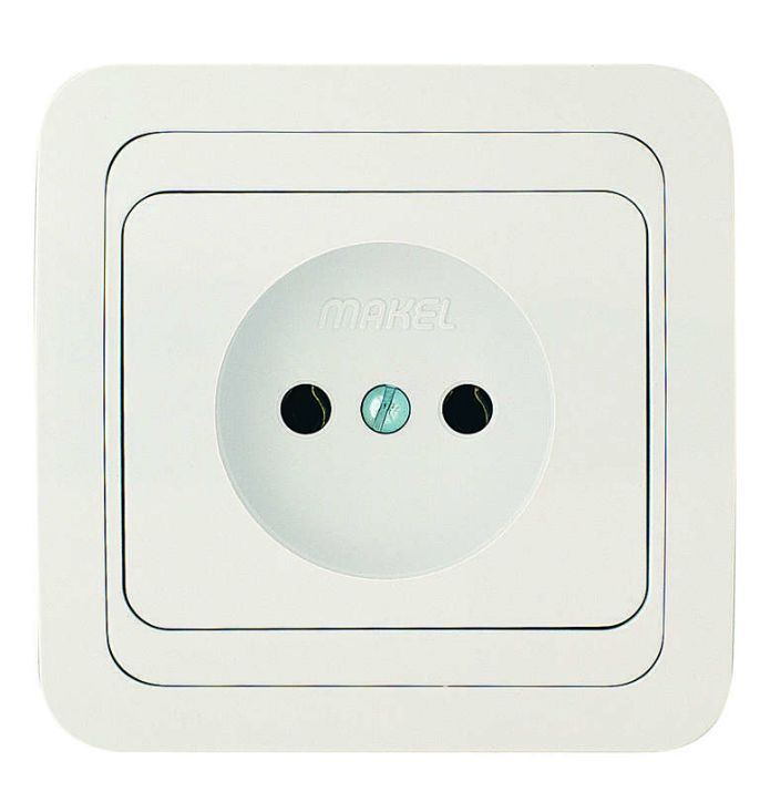 Изображение Розетка 1-м СП Mimoza 16А IP20 без заземл. керамика бел./бел. Makel 12002