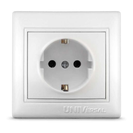 Изображение Розетка 1-м СП Севиль 16А IP20 с заземл. бел. UNIVersal С0028