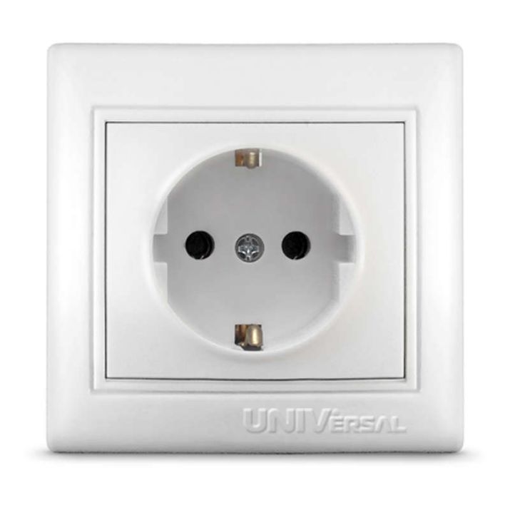 Изображение Розетка 1-м СП Севиль 16А IP20 с заземл. бел. UNIVersal С0028
