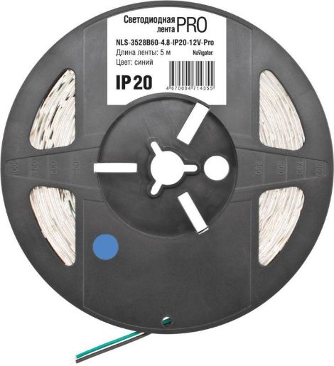 Изображение Лента светодиодная 71 435 NLS-3528B60-4.8-IP20-12В-Pro R5 4.8Вт/м (уп.5м) Navigator 71435