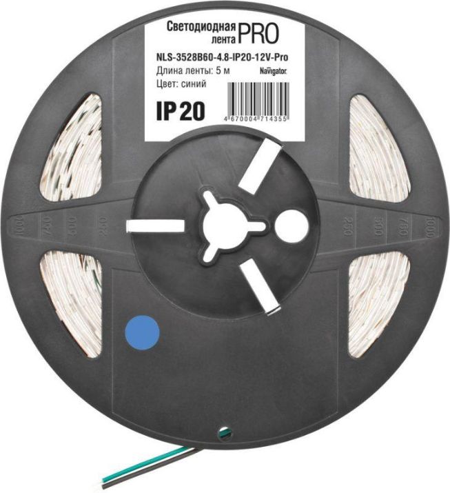 Изображение Лента светодиодная 71 435 NLS-3528B60-4.8-IP20-12В-Pro R5 4.8Вт/м (уп.5м) Navigator 71435