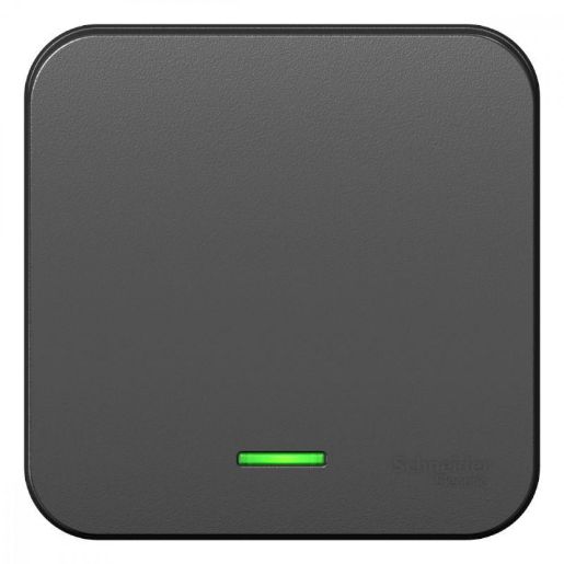 Изображение Переключатель проходной 1-кл. ОП Blanca 10А IP20 (сх. 6) 250В с подсветкой с изолир. пластиной антрацит SE BLNVA106116
