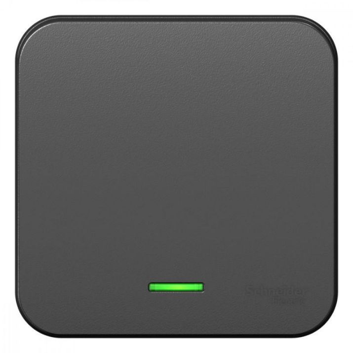 Изображение Переключатель проходной 1-кл. ОП Blanca 10А IP20 (сх. 6) 250В с подсветкой с изолир. пластиной антрацит SE BLNVA106116