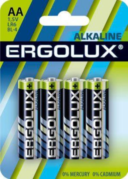 Изображение Элемент питания алкалиновый AA/LR6 1.5В Alkaline BL-4 (блист.4шт) Ergolux 11748