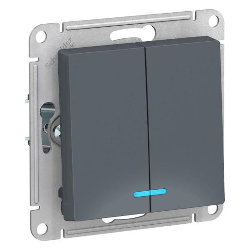 Изображение Выключатель 2-кл. СП AtlasDesign 10А IP20 (сх. 5а) 10AX с подсветкой механизм грифель SE ATN000753
