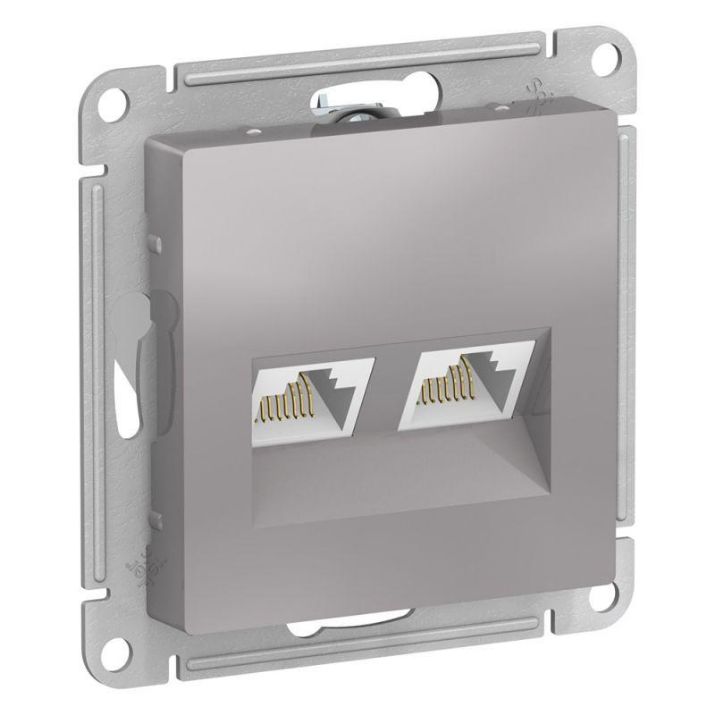 Изображение Розетка компьютерная 2-м AtlasDesign RJ45 кат.5E механизм алюм. SE ATN000385