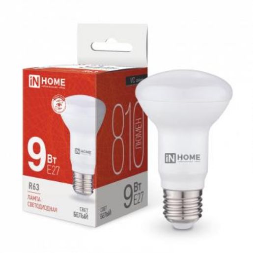 Изображение Лампа светодиодная LED-R63-VC 9Вт рефлектор 4000К нейтр. бел. E27 810лм 230В IN HOME 4690612024325