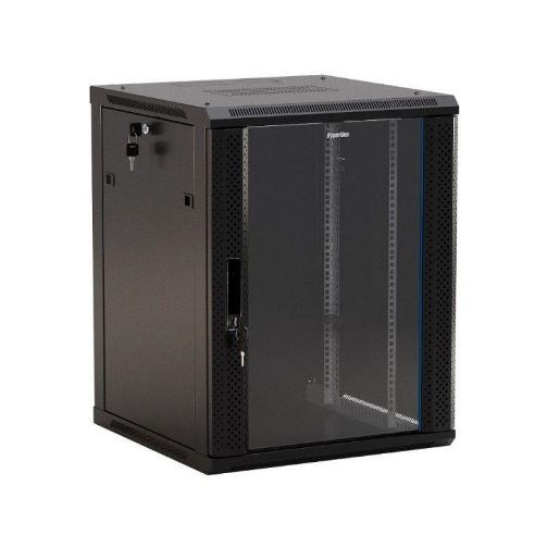 Изображение Шкаф настенный 19дюйм 9U 500х600х600мм TWB-0966-GP-RAL9004 стеклян. дверь черн. Hyperline 392631