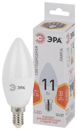 Изображение Лампа светодиодная B35-11W-827-E14 свеча 880лм ЭРА Б0032980