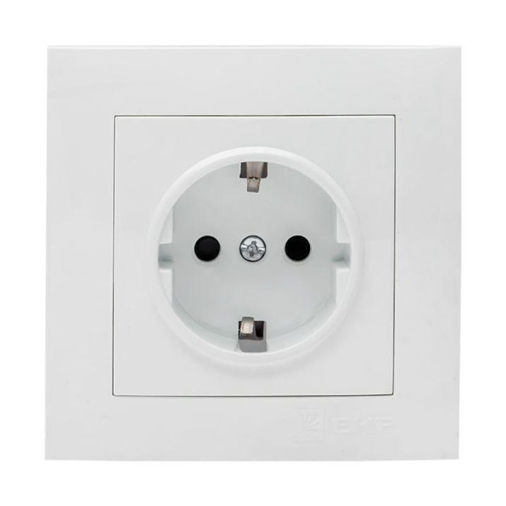 Изображение Розетка 1-м СП Валенсия 16А IP20 с заземл. защ. шторки бел. PROxima EKF EWR16-028-10