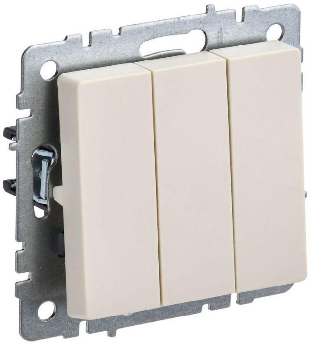 Изображение Выключатель 3-кл. СП BRITE ВС10-3-0-БрКр 10А беж. IEK BR-V30-0-10-K10