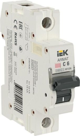 Изображение Выключатель автоматический модульный 1п C 6А M10N ARMAT IEK AR-M10N-1-C006