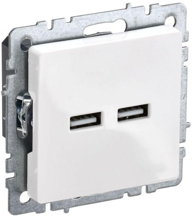 Изображение Розетка BRITE USB A+A 3.1А РЮ10-1-БрБ бел. IEK BR-U21-D31-K01
