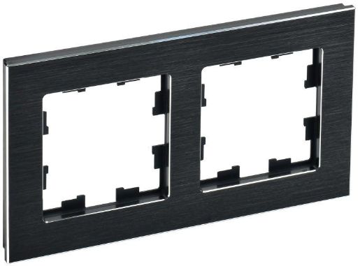 Изображение Рамка 2-м BRITE РУ-2-1-БрЧ металл черн. IEK BR-M22-M-K02