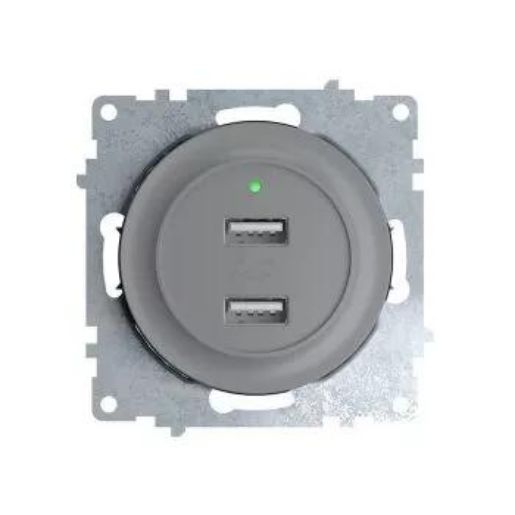 Изображение Розетка USB 2-м СП Florence 16А IP20 с подсветкой механизм сер. 1E10351302 OneKeyElectro 2260091