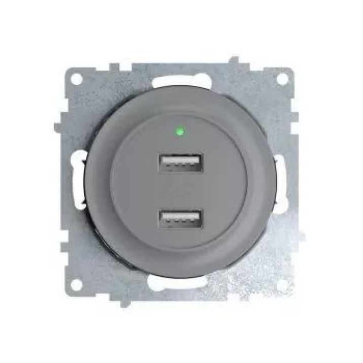 Изображение Розетка USB 2-м СП Florence 16А IP20 с подсветкой механизм сер. 1E10351302 OneKeyElectro 2260091