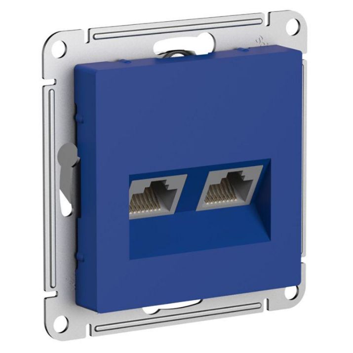 Изображение Розетка компьютерная 2-м AtlasDesign RJ45+RJ45 кат.5E механизм аквамарин SE ATN001185