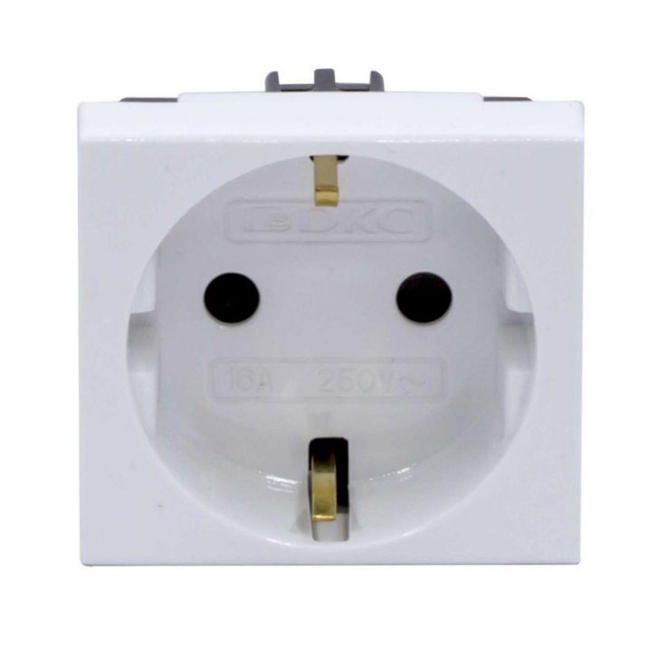 Изображение Розетка 1-м 2мод. Viva 16А IP20 2P+E с заземл. защ. шторки бел. DKC 45005