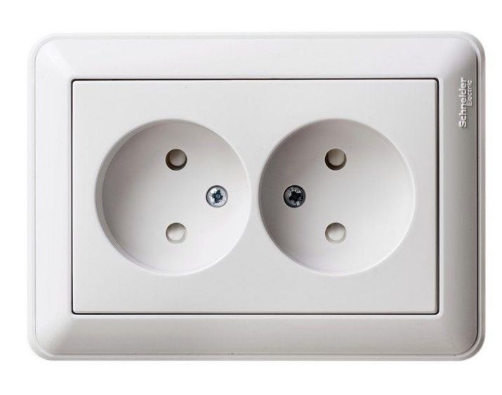 Изображение Розетка 2-м СП W59 16А IP20 без заземл. защ. шторки бел. SE RS16-254-18