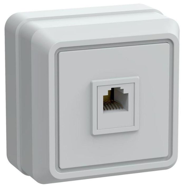 Изображение Розетка телефонная 1-м ОП Октава РТ20-ОБ IP20 бел. IEK ETO10-K01-DC