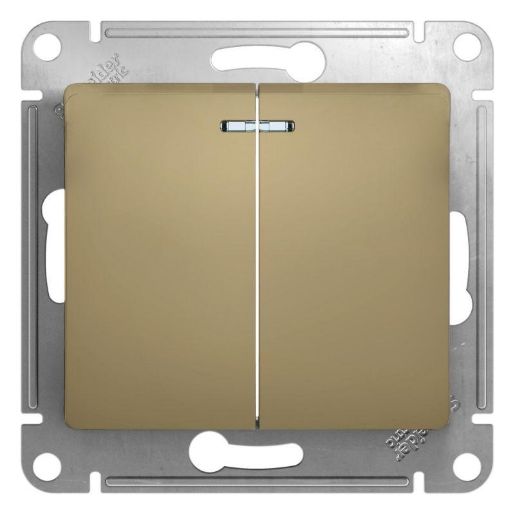 Изображение Выключатель 2-кл. СП Glossa 10А IP20 (сх. 5а) 10AX с подсветкой механизм титан SE GSL000453
