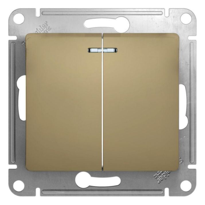 Изображение Выключатель 2-кл. СП Glossa 10А IP20 (сх. 5а) 10AX с подсветкой механизм титан SE GSL000453