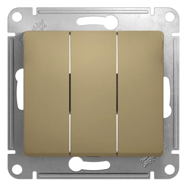Изображение Выключатель 3-кл. СП Glossa 10А IP20 (сх. 1+1+1) 10AX механизм титан SE GSL000431