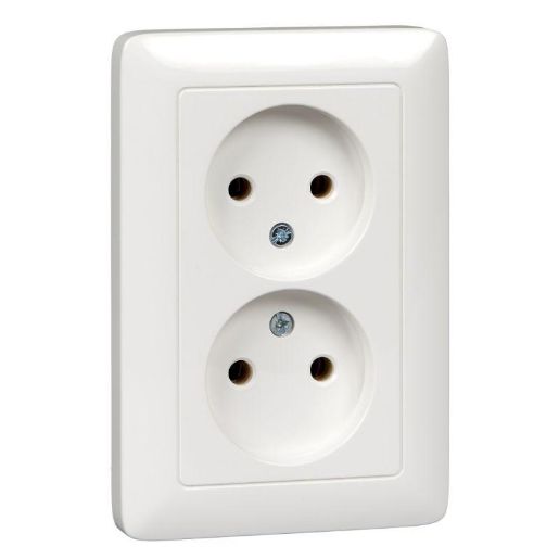 Изображение Розетка 2-м СП Хит 16А IP21 250В без заземл. без защ. шторок бел. SE RS16-235-B