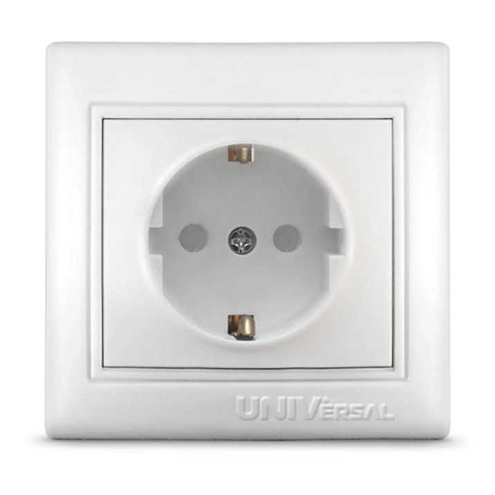 Изображение Розетка 1-м СП Севиль 16А IP32 с заземл. защ. шторки бел. UNIVersal С0049