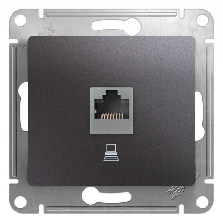 Изображение Розетка компьютерная 1-м Glossa RJ45 кат.5E механизм графит SE GSL001381K