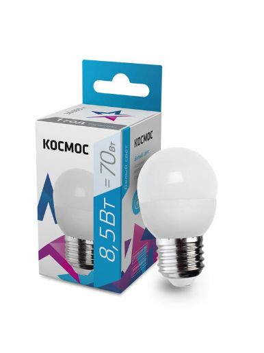Изображение Лампа светодиодная 8.5Вт шар 4500К бел. E27 220В КОСМОС LkecLED8.5wGL45E2745