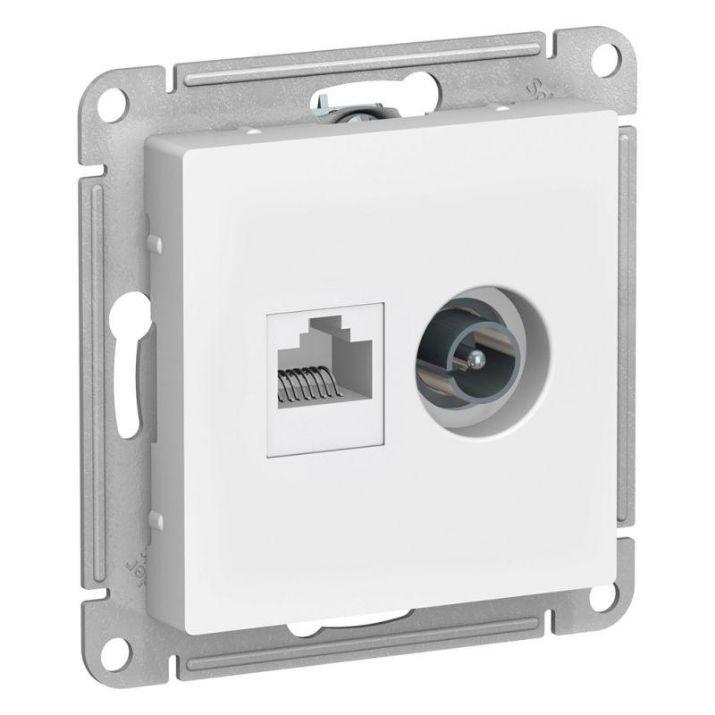 Изображение Розетка компьютерная + телевизионная 2-м AtlasDesign RJ45 кат.5E + TV механизм бел. SE ATN000189