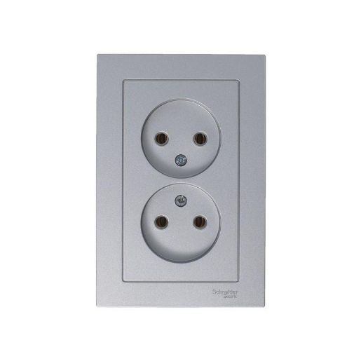 Изображение Розетка 2-м СП AtlasDesign 16А IP20 без заземл. в сборе алюм. SE ATN000320