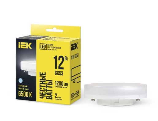 Изображение Лампа светодиодная T75 таблетка 12Вт 230В 6500К GX53 IEK LLE-T80-12-230-65-GX53