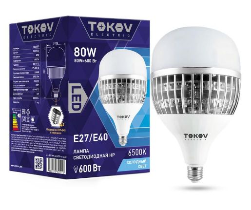 Изображение Лампа светодиодная 80Вт HP 6500К Е40/Е27 176-264В TOKOV ELECTRIC TKE-HP-E40/E27-80-6.5K