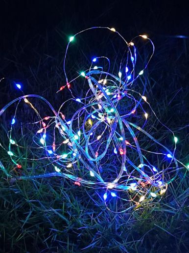 Изображение Гирлянда светодиодная "Разноцветные нити" 100LED 7м (4м+3м) мультиколор на солнечной батарее аккумулятор AA NI-MH 600мАч IP44 КОСМОС KOC_SOL196