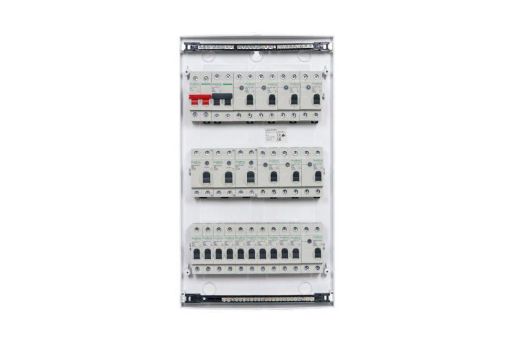 Изображение Бокс навесной ОП Easy9 3 ряда 12мод IP40 IK07 80А 2 клеммы с бел. дверцей SE EZ9E312P2SRU