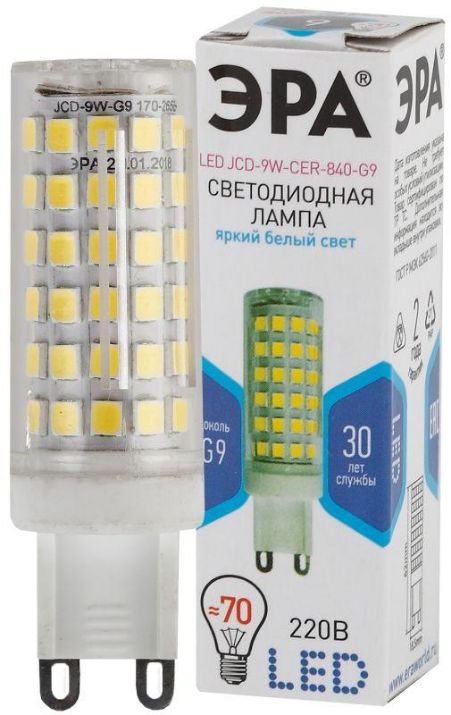 Изображение Лампа светодиодная JCD-9W-CER-840-G9 720лм ЭРА Б0033186