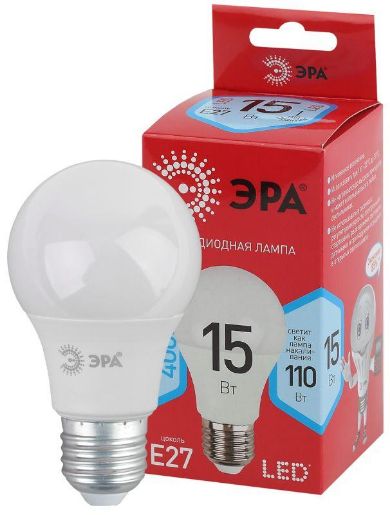 Изображение Лампа светодиодная RED LINE LED A60-15W-840-E27 R 15Вт A60 груша 4000К нейтр. бел. E27 Эра Б0046356