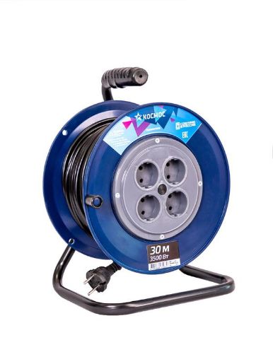 Изображение Удлинитель на катушке 4х30м 16А IP20 3.5кВт ПВС 2х1 КОСМОС YKKsm30m-4g(16A)
