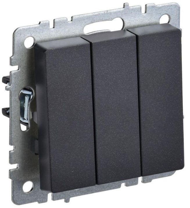 Изображение Выключатель 3-кл. СП BRITE ВС10-3-0-БрЧ 10А черн. IEK BR-V30-0-10-K02