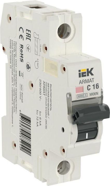 Изображение Выключатель автоматический модульный 1п C 16А M06N ARMAT IEK AR-M06N-1-C016