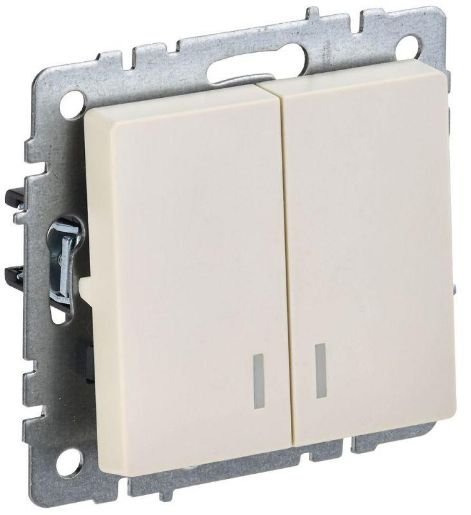 Изображение Выключатель 2-кл. СП BRITE ВС10-2-1-БрКр 10А с инд. беж. IEK BR-V20-1-10-K10