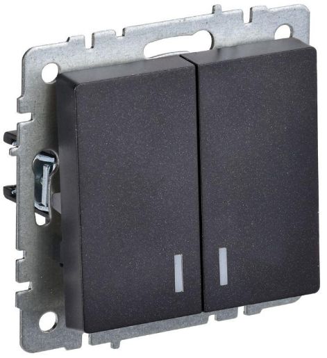 Изображение Выключатель 2-кл. СП BRITE ВС10-2-1-БрЧ 10А с инд. черн. IEK BR-V20-1-10-K02
