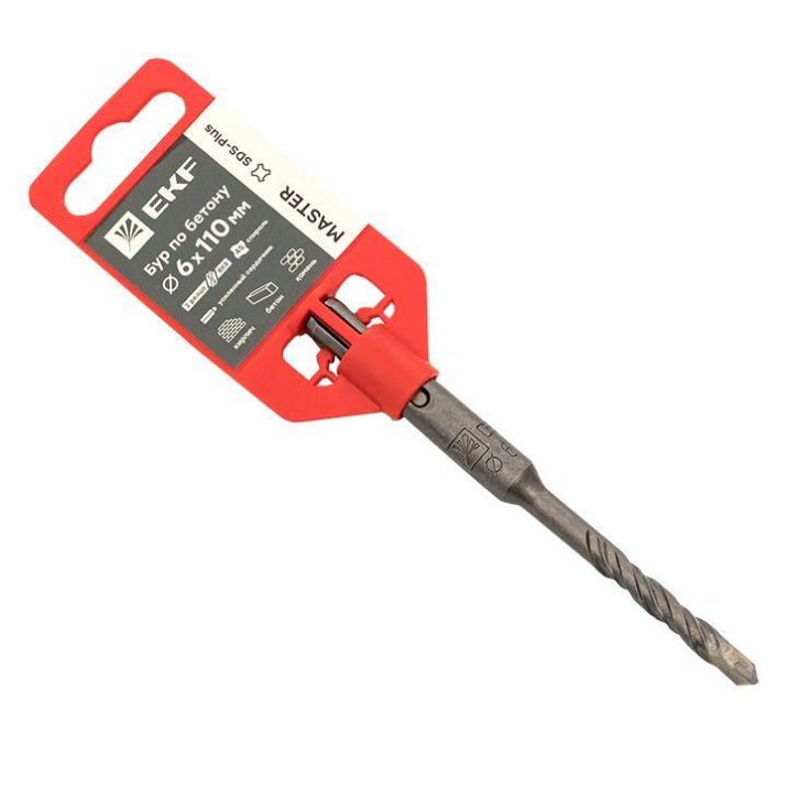 Изображение Бур по бетону SDS-plus 6х110мм 2 резца 4S спираль Master EKF db-6-110-2x4