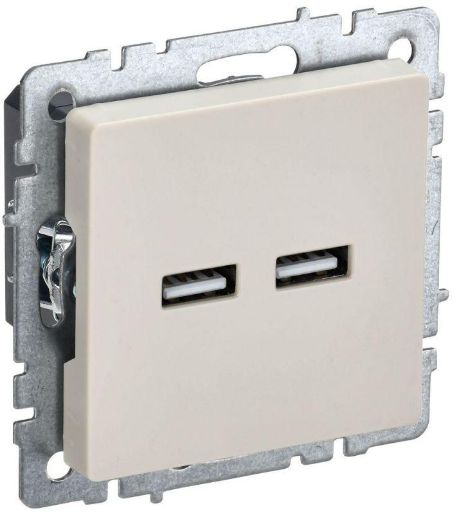 Изображение Розетка BRITE USB A+A 3.1А РЮ10-1-БрКр беж. IEK BR-U21-D31-K10