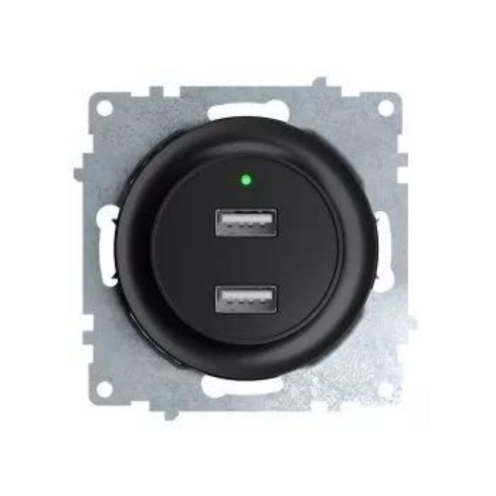 Изображение Розетка USB 2-м СП Florence 16А IP20 с подсветкой механизм черн. 1E10351303 OneKeyElectro 2260092