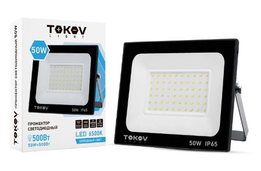 Изображение Прожектор светодиодный 50Вт 3400лм 6500К IP65 черн. (TKL) TOKOV ELECTRIC TKL-FL/LED-50-6.5K-IP65